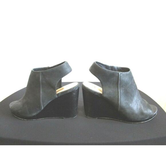 Cole Haan Grand OS Black Leather Ankle Strap Peep Toe Bootie Wedge Heels 8.5 M - Picture 7 of 10